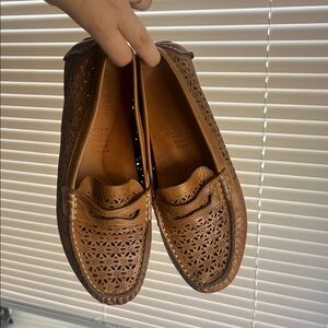 Spring Step Women's Perforated Tan Leather Loafers